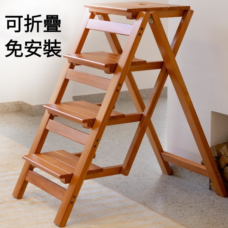 實木梯凳 傢用折疊梯子 凳子 兩用 多功能三步梯 登高臺階凳 樓梯椅