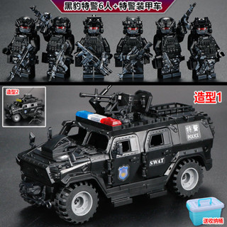 進口積木相容樂高lego重灌特警裝甲車全套相容樂高人仔現代暗區突圍變形6士兵軍事9玩具