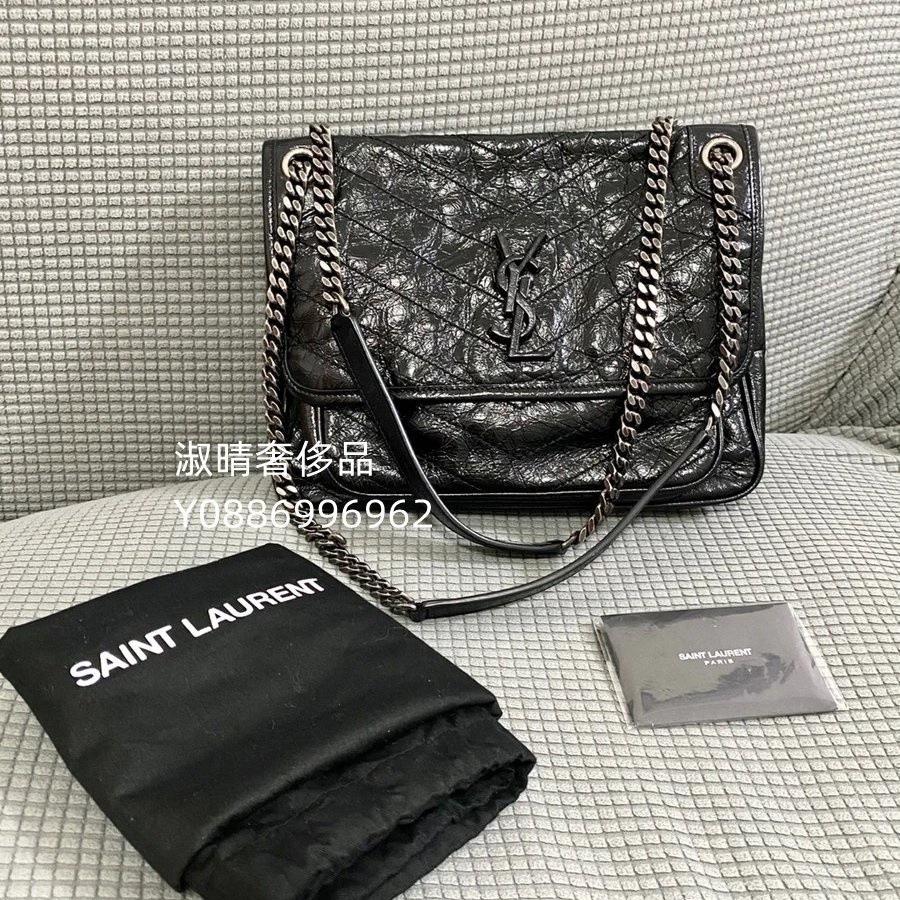 二手精品 YSL聖羅蘭SAINT LAURENT NIKI 4988940 中款 郵差包 流浪包 黑色 現貨