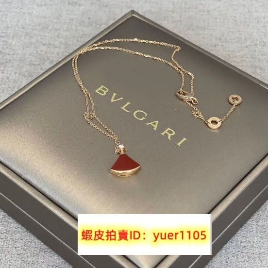 『二手』BVLGARI 寶格麗 DIVAS&amp;rsquo DREAM經典紅玉髓18K玫瑰金小扇子項鏈350583