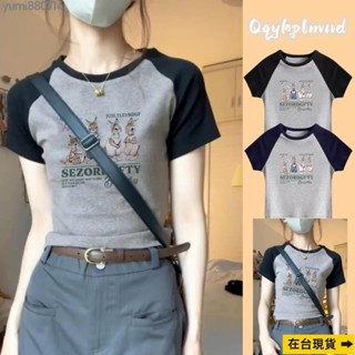 【sunlight推薦】美式復古短款插肩正肩短袖夏季新款修身別致顯瘦辣妹T恤女上衣潮