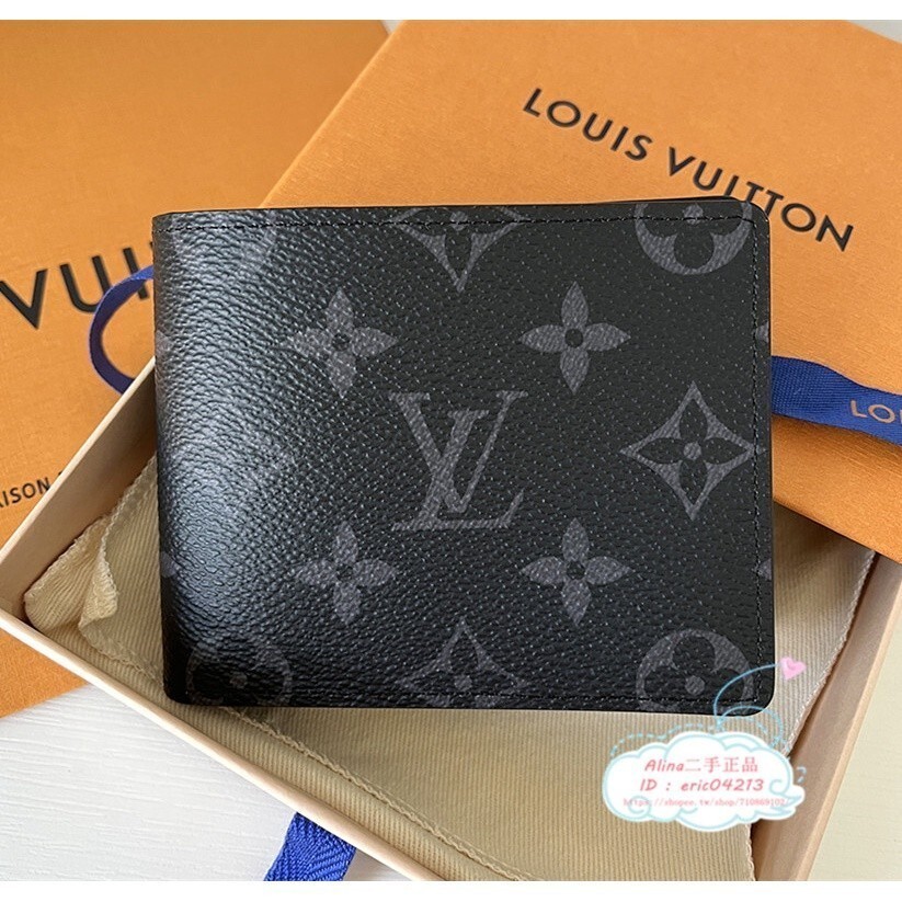 【Alina二手正品】LV 路易威登 M62294 SLENDER 錢夾 男士 對折錢包 黑色老花 短夾 卡夾 現貨