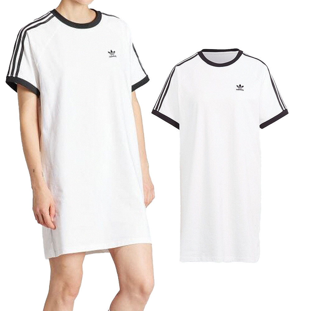 Adidas 3 S Rgln Dress 女款 白色 三葉草 國際碼 長版上衣 洋裝 短袖 IR8083