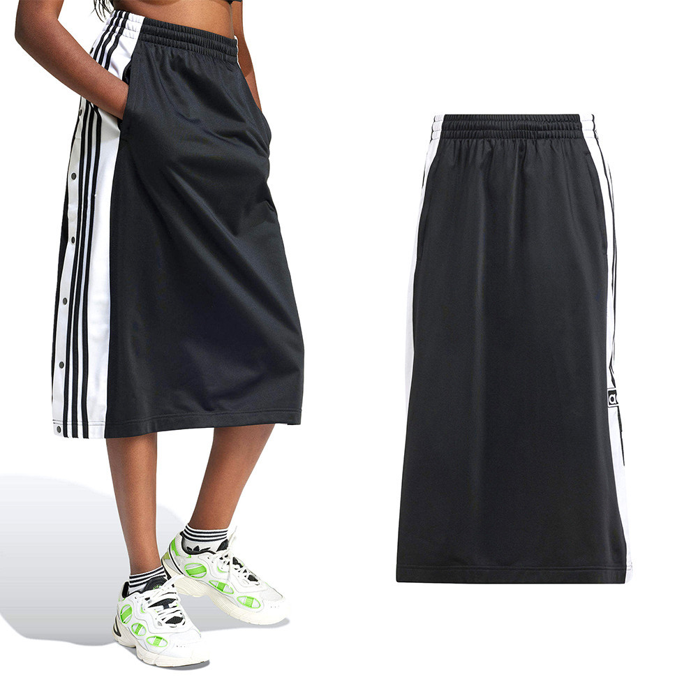 Adidas Adibreak Skirt 女款 黑色 拉鍊口袋 排扣 長裙 IU2527