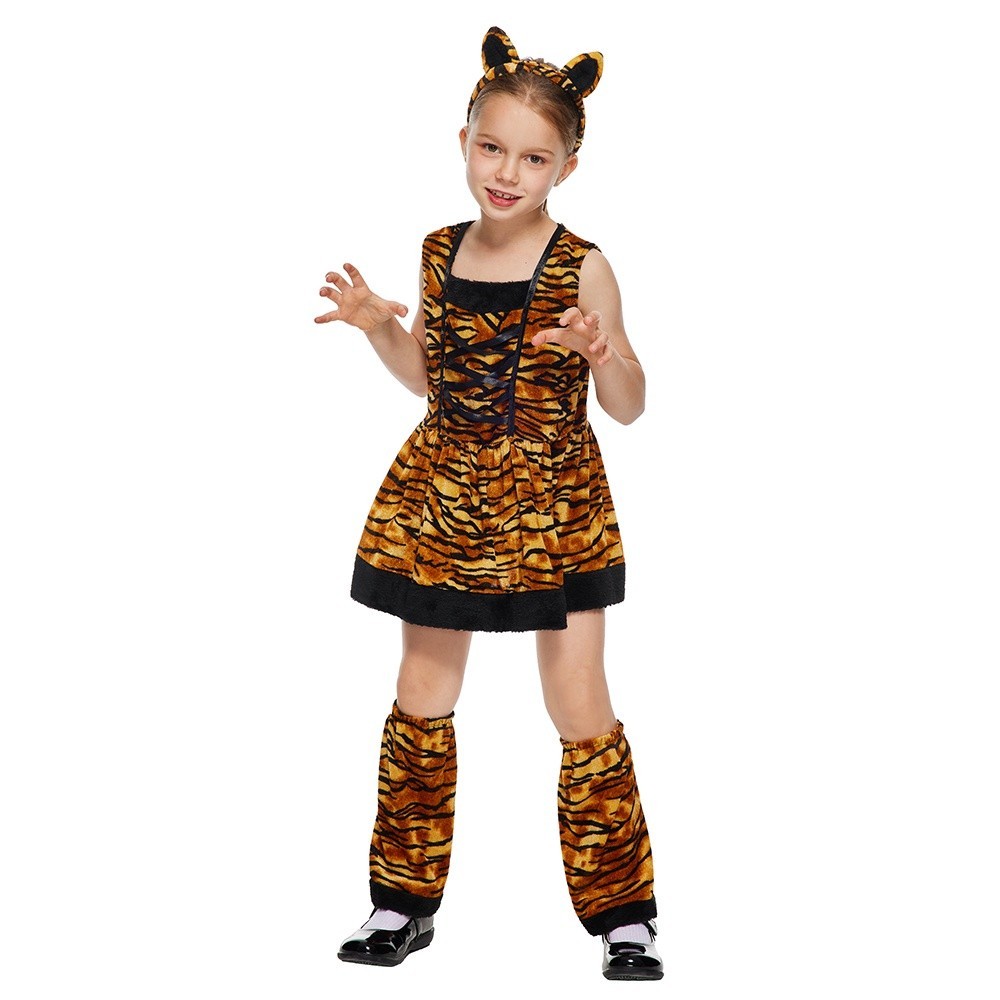 上新 新品促銷 女童動物造型服裝 寶寶可愛老虎Cosplay演出童裝 兒童校園集體尾牙表演服 小孩變裝派對動物系列角色扮