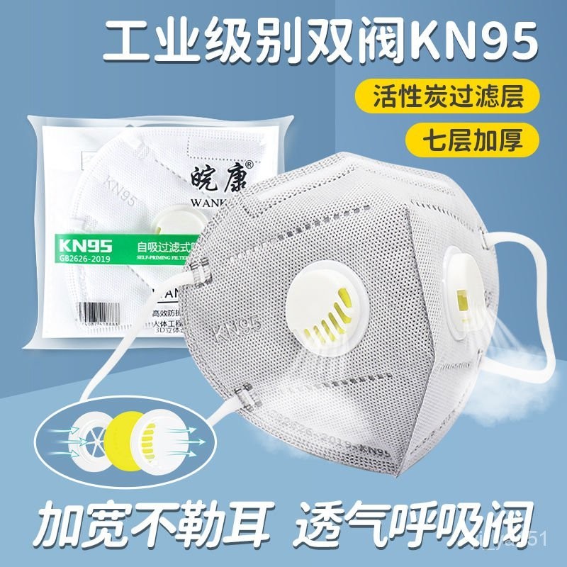 【🔥好物推薦 🔥 】📢   kn95防塵粉塵口罩雙呼吸閥透氣舒適不勒耳打磨活性炭七層高效防護 IDAT