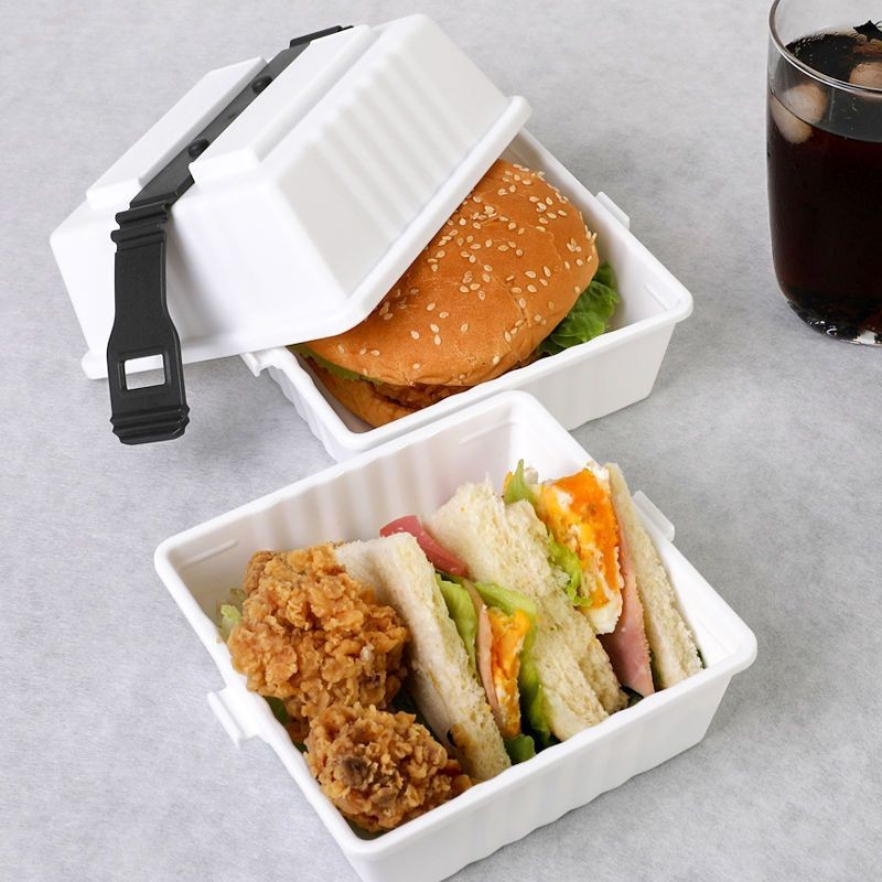 日本漢堡收納盒三明治便當盒蔬果保鮮盒便攜帶蓋可微波爐加熱飯盒