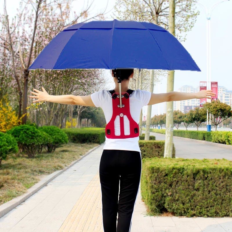 可背式遮陽傘采茶傘防曬戶外黑膠晴雨背式傘架新款背帶式雨傘－小易精品鋪