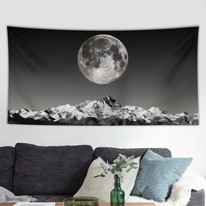 【桃園出貨】岡仁波齊的月亮3米超長背景布掛布掛毯房間客廳墻面裝飾布藝