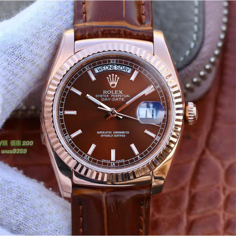 Rolex 勞力士 Day-Date系列機械男表 搭載2836-2全自動機械機芯 皮帶錶 機械錶 腕錶