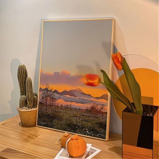 北歐裝飾畫 客廳掛畫 壁畫 無框畫 韓國 ins風裝飾畵 夕陽 雲朵治癒係風景裝飾畵 床頭掛畵 客廳 桌麵擺畵