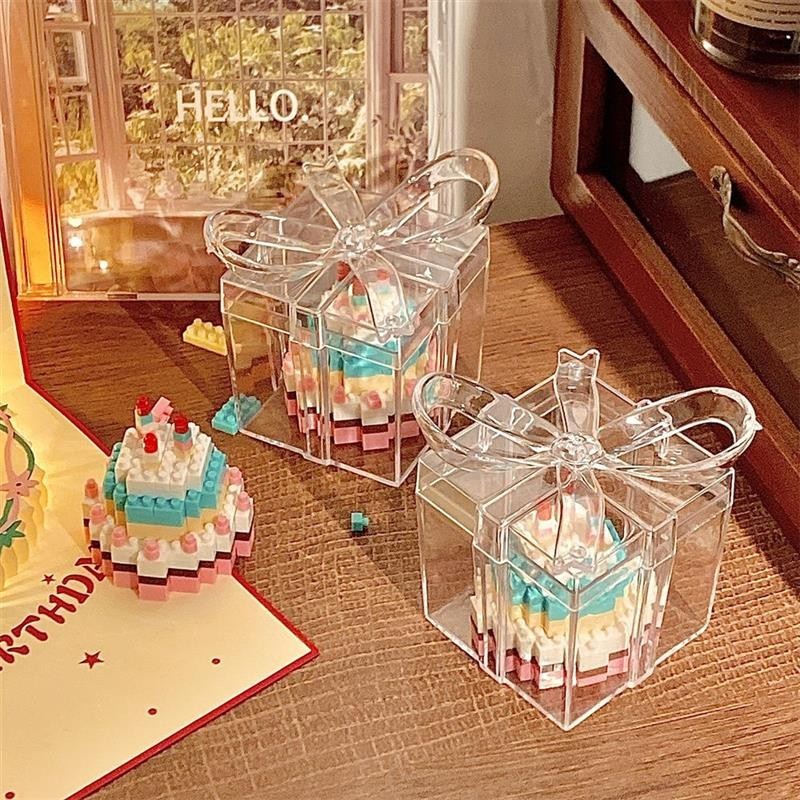 🔥台灣熱銷🔥生日蛋糕diy拼裝圖禮物兼容樂高積木花送男女生朋友玩具蛋糕禮盒