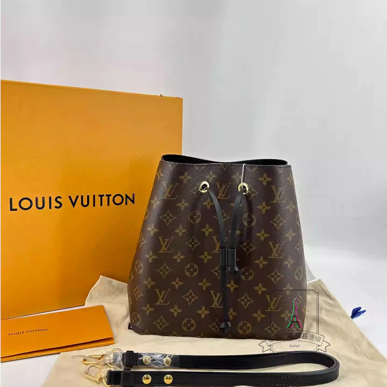 Louis Vuitton 路易威登 LV NÉONOÉ 經典老花帆布塗層 黑色內裡 水桶包 斜背包 M44020