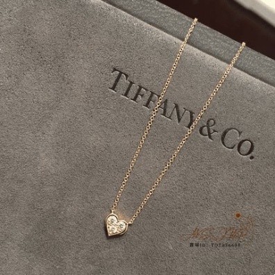 二手Tiffany &amp; Co. 新款 18K玫瑰金 鑲嵌圓形鑽石 吊墜 項鍊