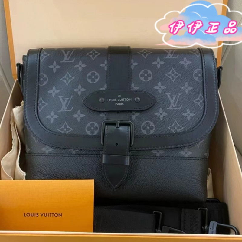 LV 路易威登 SAUMUR lv背包郵差包 肩背包 金典老花男包 M45911 斜背包