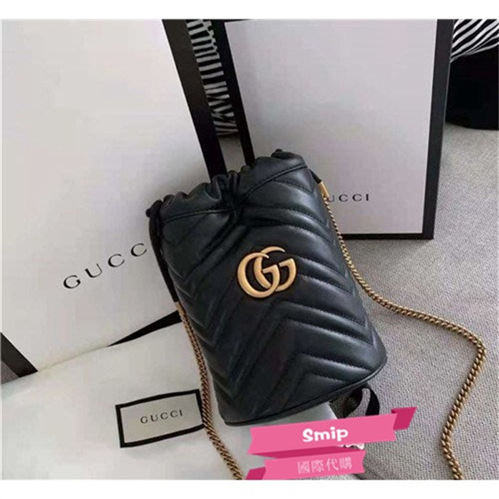 現貨+免運 Gucci GG Marmont mini bucket bag 黑色 迷你款 水桶包 575163