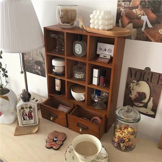實木展示盒 馬克杯架 馬克杯 架子 馬克杯櫃 展示櫃 收納櫃 桌上收納 zakka桌面收納櫃復古ins化妝品實木小櫃子首