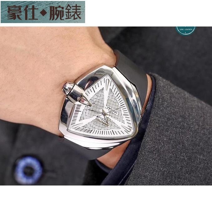 高端 全新漢米爾頓Hamilton探險系列黑衣人3手錶 保固免運 機械錶男錶 3角型殼身腕錶 雕花機械機芯
