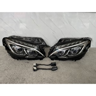 賓士C級W205大燈原廠改裝升級C63雙透隨動日行燈LED大燈汽車配件