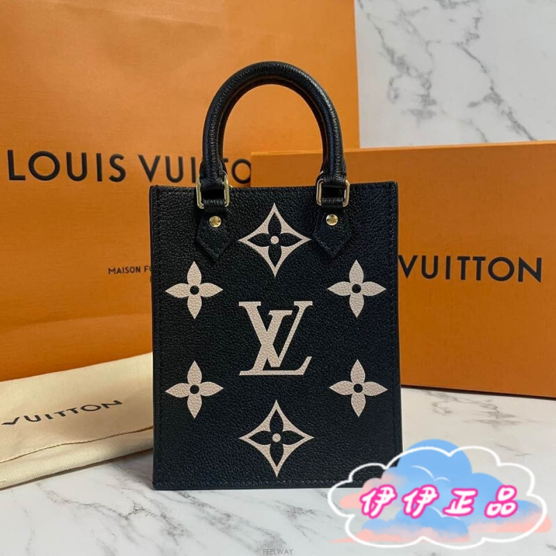 LV 路易威登PETIT SAC PLAT M57937黑色壓紋 斜挎包 單肩包 托特包迷你 琴譜手提包