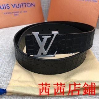 KF二手/Louis Vuitton LV路易威登男士皮帶 平滑扣 鱷魚紋頭層 牛皮皮帶 潮流百搭 LV皮帶