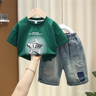 【臺灣出貨】兒童夏天套裝 兒童短袖兩件式套裝 男童夏季休閒運動套裝寶寶夏天薄款短袖衣服2025新款痞帥兒童兩件套