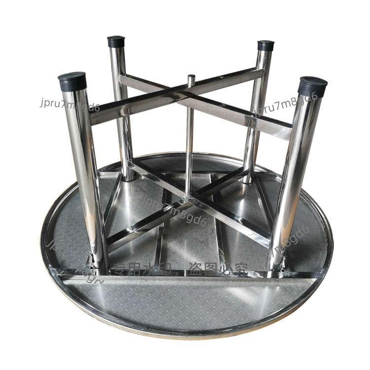 可定制開圓孔304不銹鋼圓桌面折疊桌腳大排檔火鍋餐桌子麗麗！