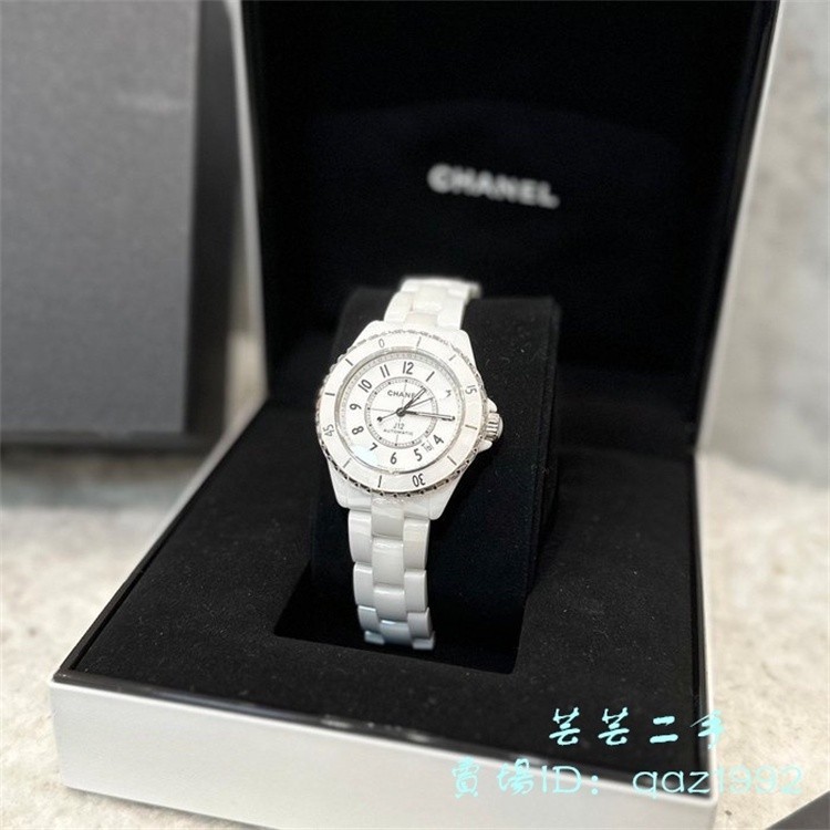 精品二手 CHANEL 香奈兒 J12 自動 上鍊 陶瓷 鏈帶款 白色 33mm 機械錶 腕錶 H5699