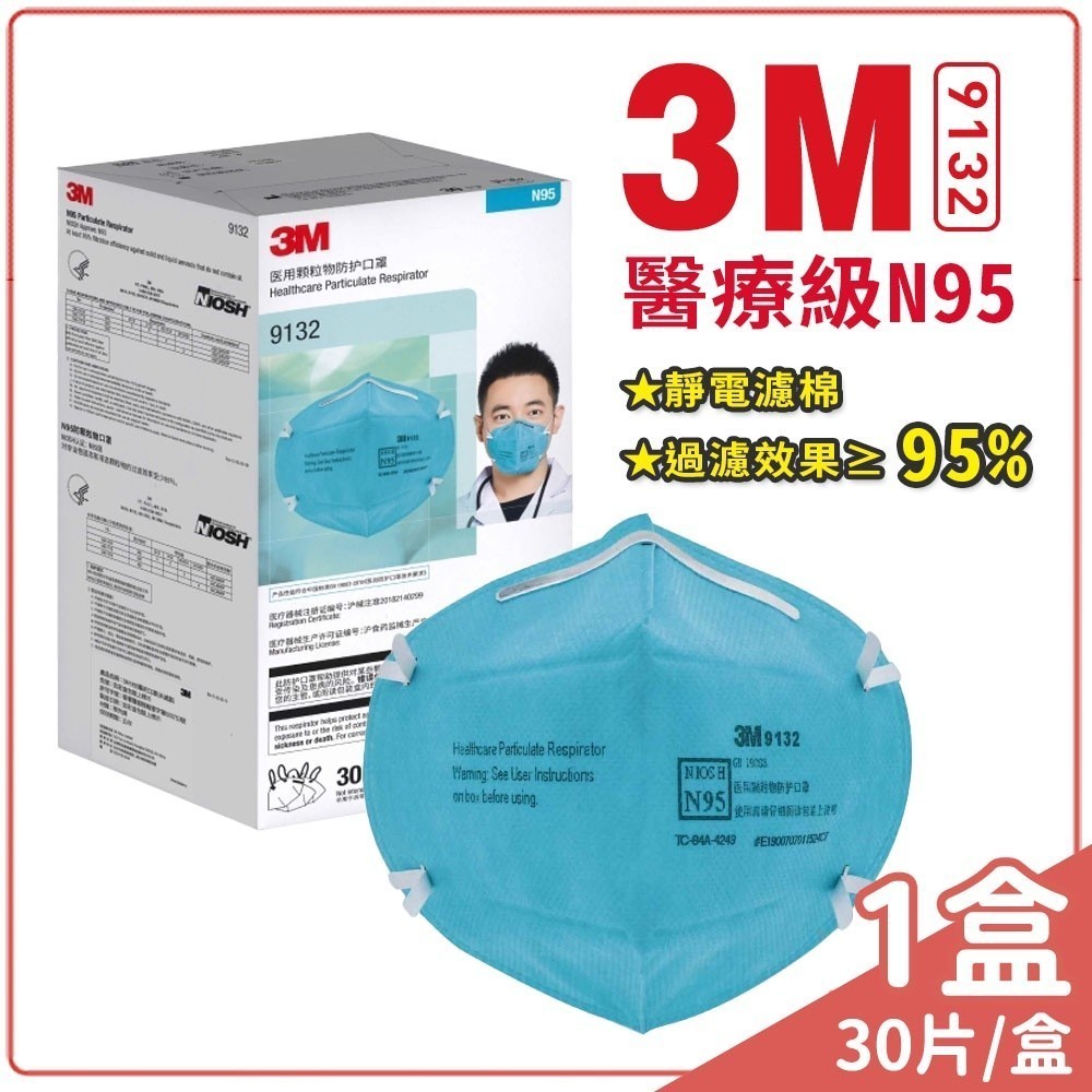 3M N95 9132 頭帶式醫療口罩 30片/1盒 舒適型 獨立包裝【未來藥局】
