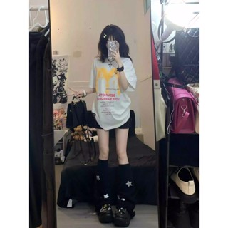 限時折扣免運 100%純棉美式麥當勞字母印花短袖T恤女夏新款小眾情侶裝半袖ins 寬鬆上衣 純棉上衣 純棉T恤 女生上衣