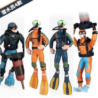 ✨甄選新品✨實心塑膠海底探索潛水員公仔場景模型擺件 模擬海洋人偶模型玩具 兒童過家家玩具 蒙特梭利教具→廠h6🎇x6