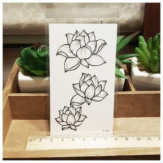 線條蓮花 T-187【WAWA TATTOO】男女防水紋身貼紙刺青貼紙