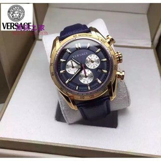 高端 Versace手錶 凡賽斯男錶經典熱銷款金殼瑞士原裝機 真皮帶男士腕錶情侶錶商務休閒高檔男錶