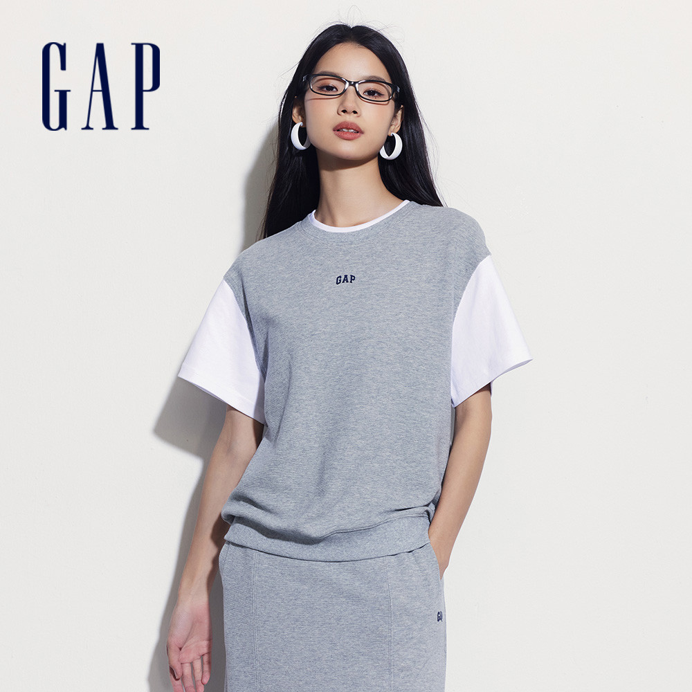 Gap 女裝 Logo圓領短袖T恤-灰色(537088)