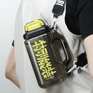 1800ml 水瓶帶吸管塑料杯 Tritan 瓶 BPA FreeTrendy 時尚斜挎戶外運動便攜吸水學生水杯