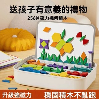 ✨臺灣出貨✨磁性七巧闆敎具 兒童進階益智書 木質七巧闆 百變幾何 磁性積木 立體拼圖 幾何積木教具 磁性拼圖 智力拼圖