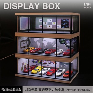 🏎模型車停車場🏎適用於風火輪汽車收納 停車場模型場景 1:64車模展示盒 模擬合金汽車展廳場景 多美卡風火輪防塵收納