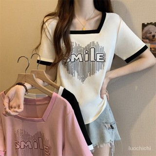 臺灣出貨100KG胖MM 大尺碼女裝 夏季上衣 短袖上衣 遮肚藏肉上衣 撞色方領正肩T恤 短袖T恤女 韓國上衣 女生上衣