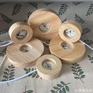 臺灣出貨🎈LED實木燈 DIY小夜燈 發光底座 LED原木燈 原木展示燈 USB展示燈座 實木擺飾