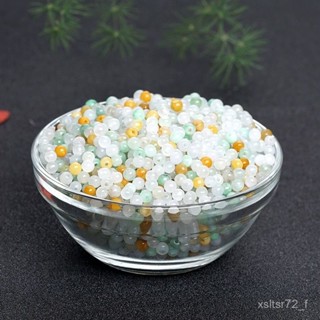 🔥臺灣熱賣🔥天然翡翠小散珠3MM特小號三彩玉石迷你圓珠diy配飾隔珠手鏈項鏈 V25H