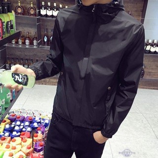 男士外套春秋新款連帽 防曬衣 韓版青年修身休閑運動服男裝夾克上衣 防曬衣男 薄外套 男生外套 防紫外線