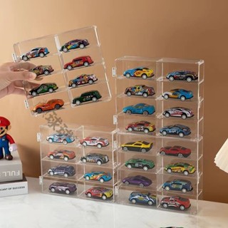 臺灣出貨 模型車展示盒 1:64汽車收納 模型車展示櫃 公仔模型展示 收納盒 獨立單格風火輪防塵收納盒小汽車模型TOMI