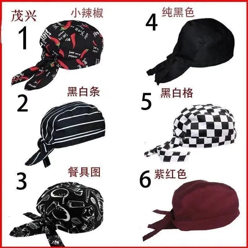 🔥川崎先生🔥頭巾酒店廚師工作帽海盜帽西餐廳男女服務員廚房工作頭巾包頭飄帶帽韓係 頭戴 涼感頭巾  KXI5