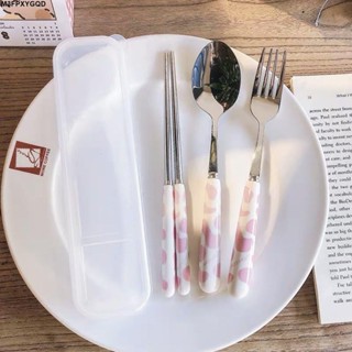【優質正品】餐具筷子套裝韓國ins可愛卡通便攜不鏽鋼勺子筷子勺子套裝餐具家用便當早餐