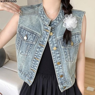 【優質 正品】牛仔 上衣/牛仔馬甲美式復古無袖牛仔馬甲女士夏季新款牛仔馬甲寬鬆休閒馬夾背心上衣