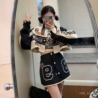 【限時特賣】棒球外套 女生外套 棒球服 飛行外套 夾剋外套 美式可拆卸機車棒球服女秋季韓版復古騎行賽車服情侶短款夾剋外套