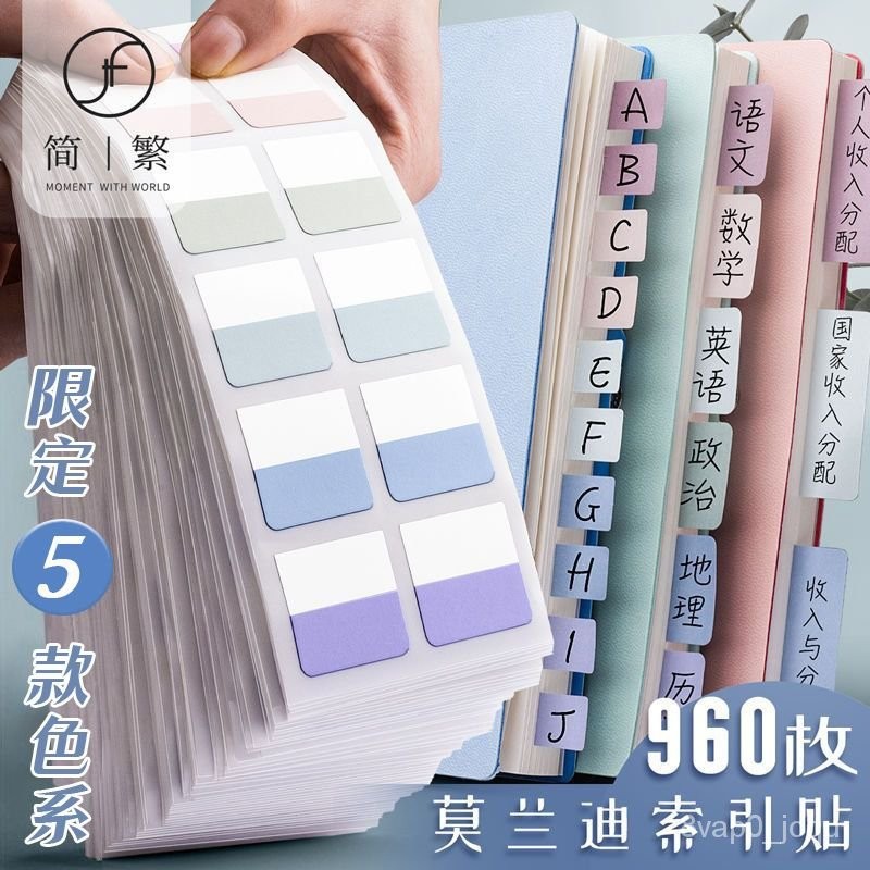 莫蘭迪索引貼標簽貼紙網紅便利貼小條標記紙質粘性強學生用指示z
