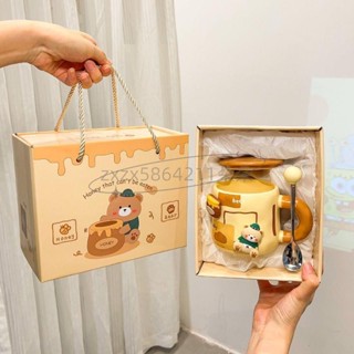 陶瓷馬克杯 盒裝杯子送陶瓷勺子 情侶馬克杯 水杯禮盒裝 可愛陶瓷杯 陶瓷杯 牛奶杯 咖啡杯 情侶杯 大容量馬克杯 禮品杯