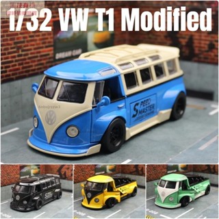 模型車 1：32 Volkswagen T1 BUS JDM改裝跑車復古巴士 汽車模型 模擬開門 玩具車 合金車模 耶誕