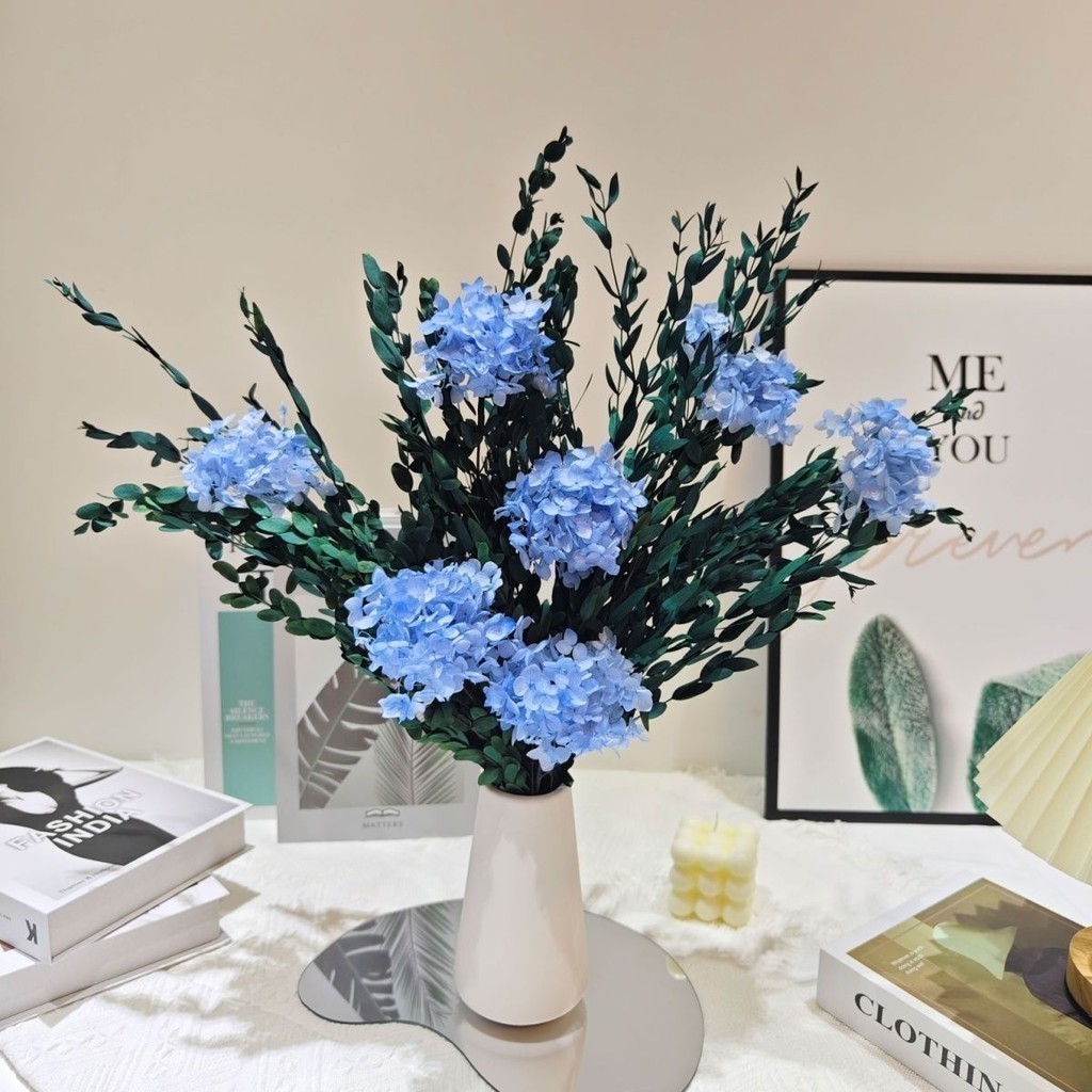 永生花 創意禮物 不凋花盅 乾燥花 永生花 插花 花束 花瓶 情人節 母親節 女友生日禮物 畢業 永生花繡球幹花花束真花
